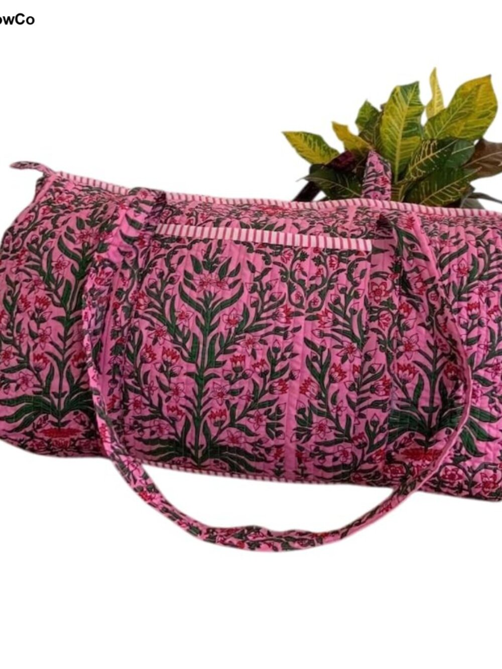 Handmade Cotton Block Print Duffle Travel Gym Yoga Bag Quilted Weekender